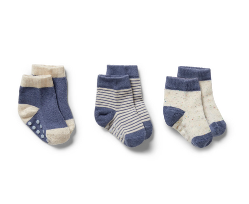 3pk baby socks in rain drop