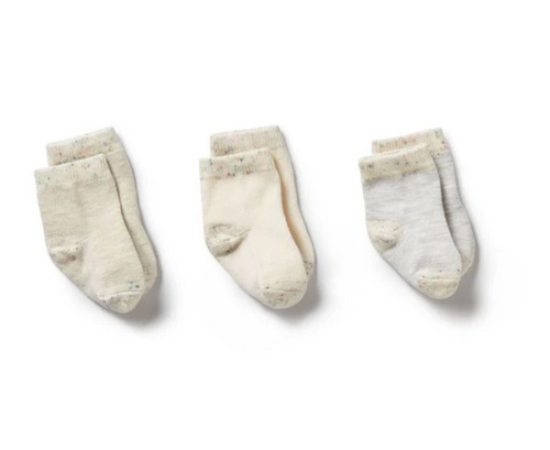 3pk baby socks in oatmeal