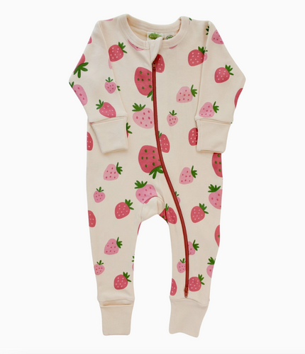 strawberry zip romper