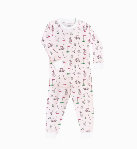 pink golf print pima pj set