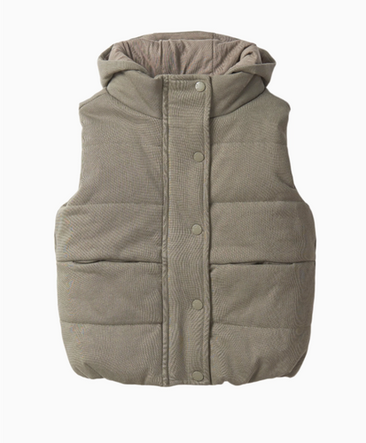 hooded puffer vest army green