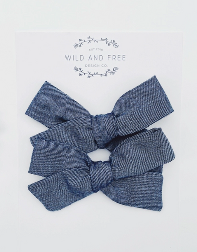 chambray pigtail clip set