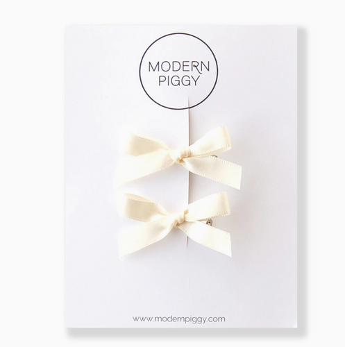 mini ribbon bow set ivory