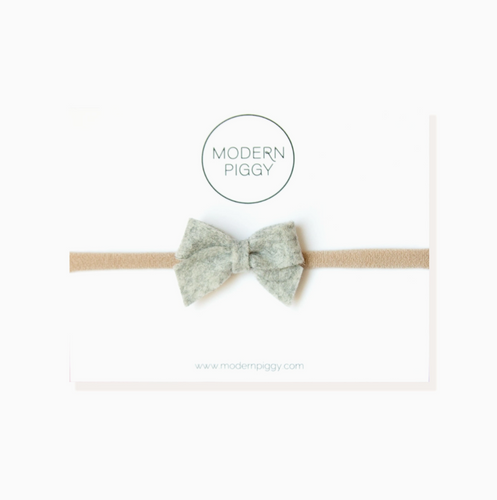 felt bow headband in heather gray