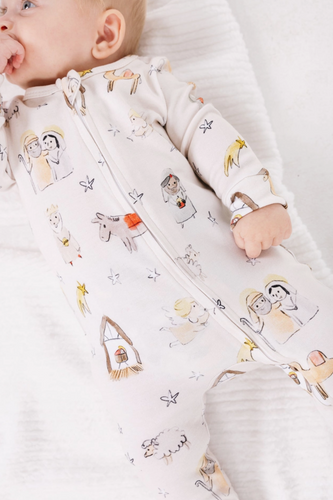 nativity zip romper