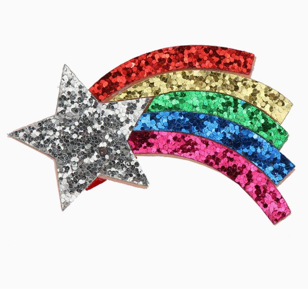 glitter rainbow star clip