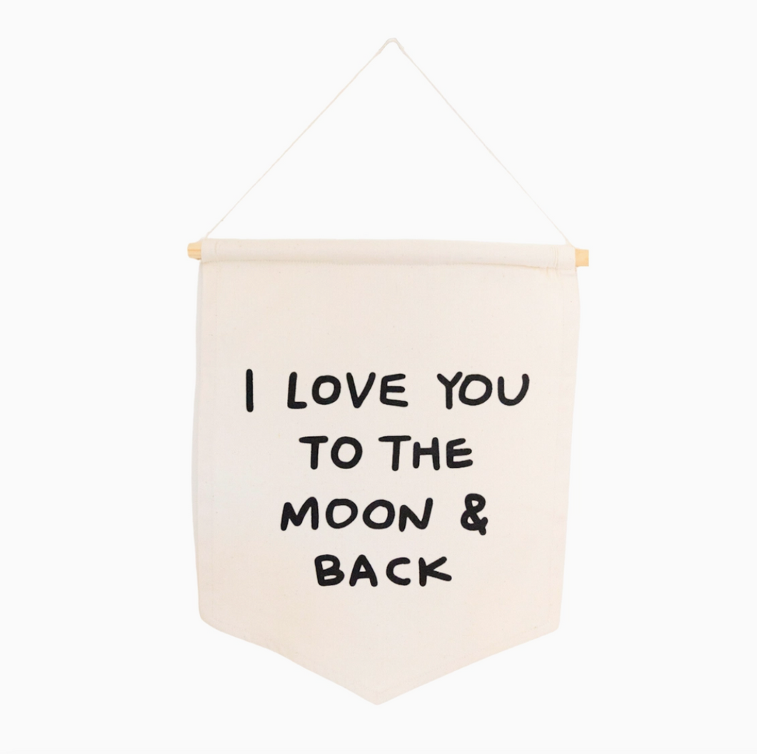 'i love to the moon and back' wall hanging