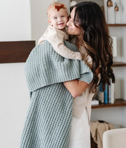 waffle knit receiving blanket in elm