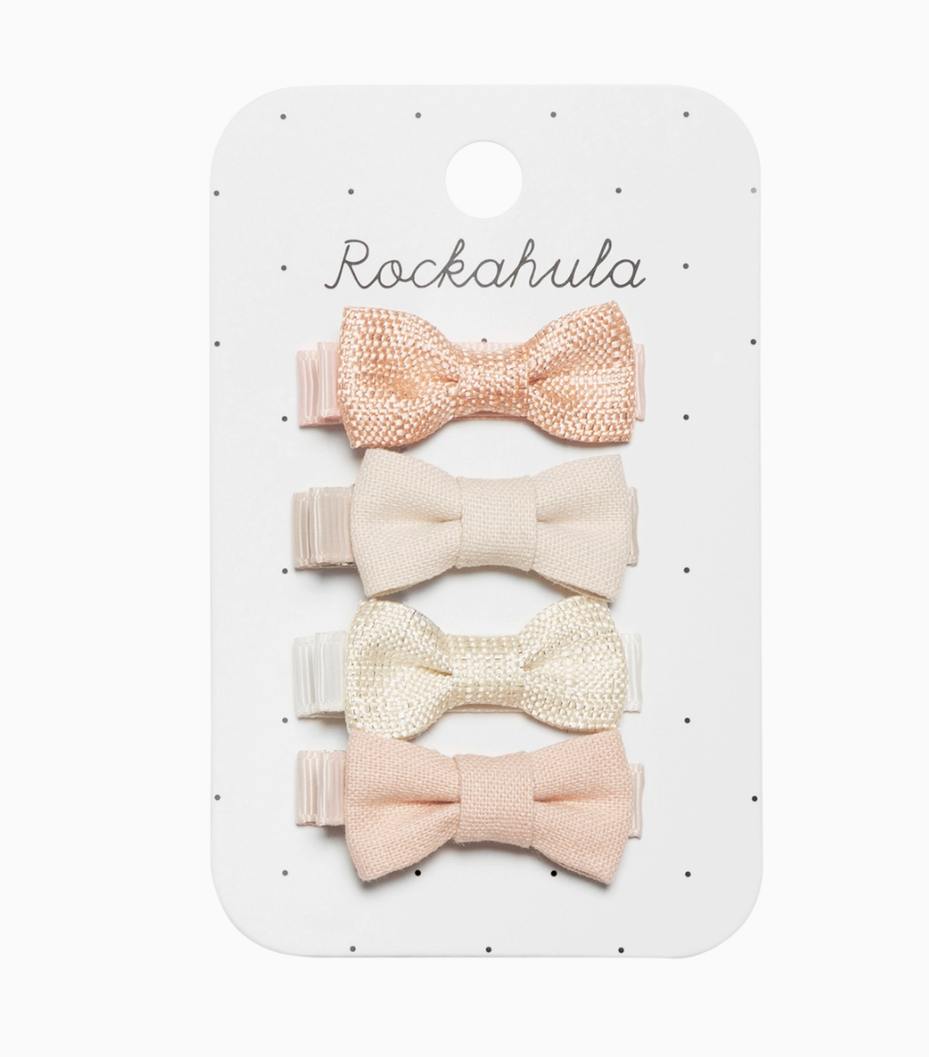 linen mini bow clips