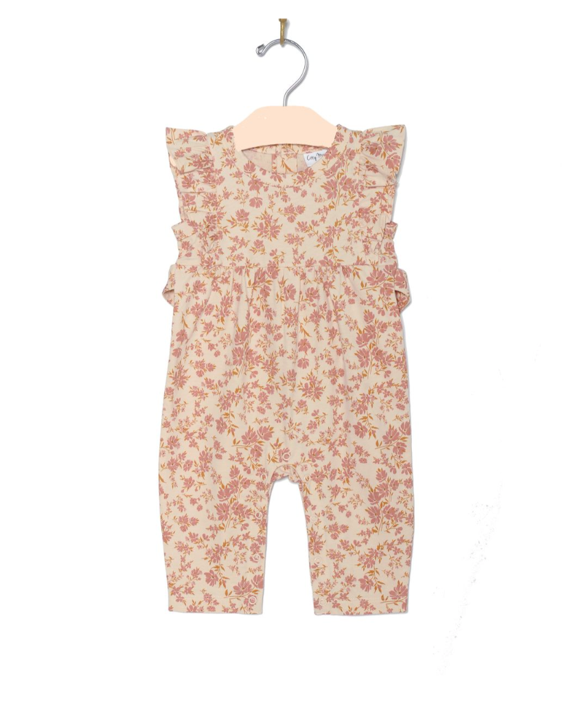 blush floral tie romper