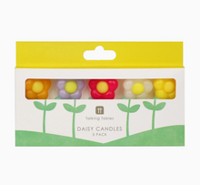 multi colored daisy candles 5pk