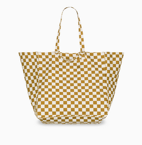 tote in caramel check
