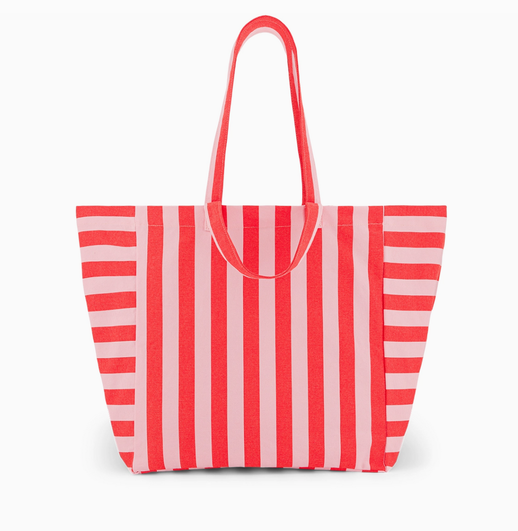 tote in candy pink + tomato stripe