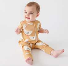 short sleeve zip romper in goose