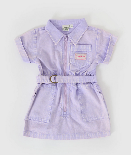 piper denim dress in mauve