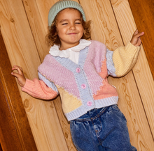 chunky knit cardigan in pastels