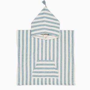 towel poncho in blue cloud stripe