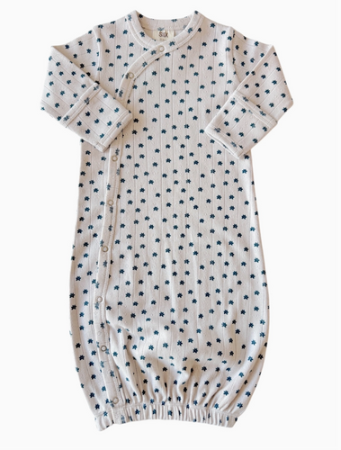 pointelle gown in blue floral