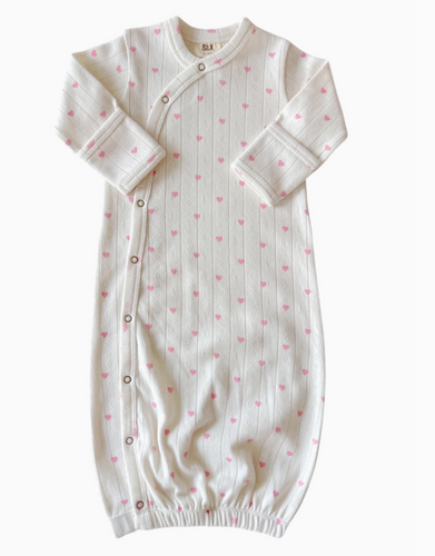 pink hearts pointelle gown