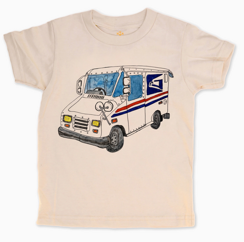 mail truck on natural tee