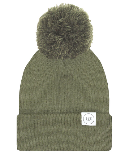 beanie with pom - moss