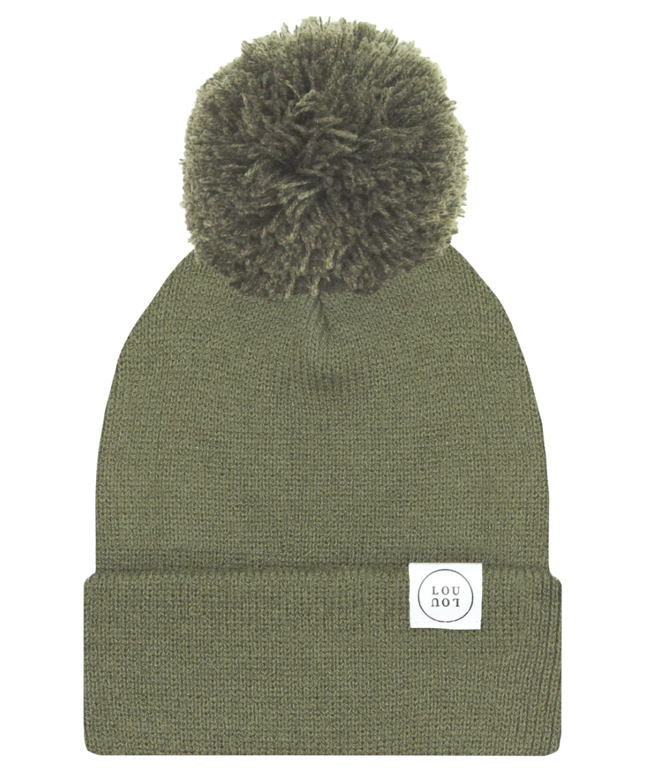 beanie with pom - moss