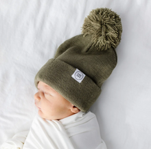 beanie with pom - moss