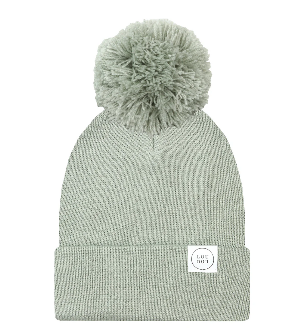 beanie with pom - pewter