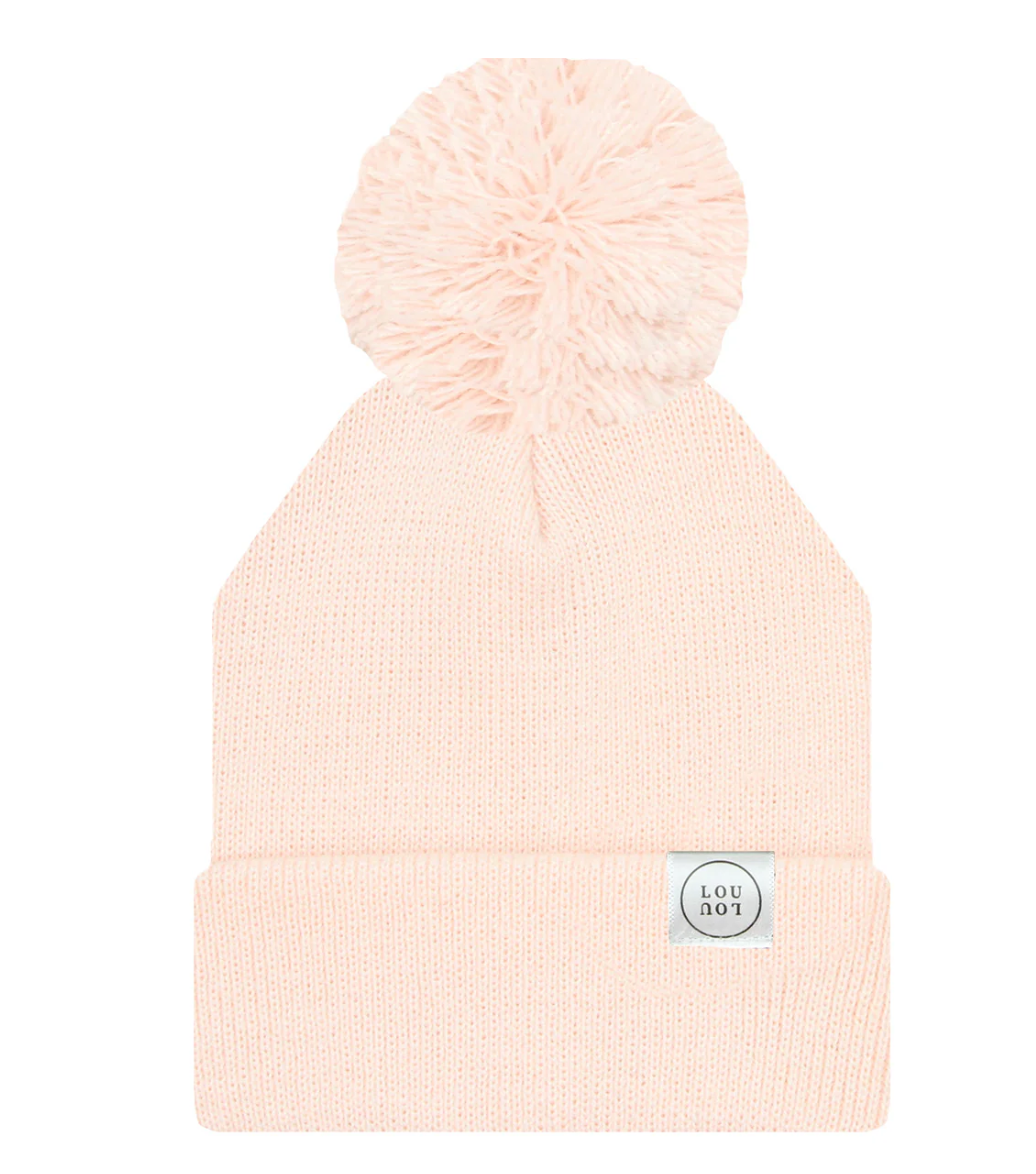 beanie with pom - blush pink