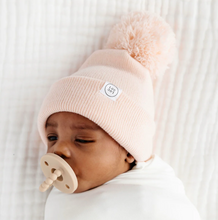 beanie with pom - blush pink