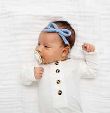 crochet bow headband - bluebell