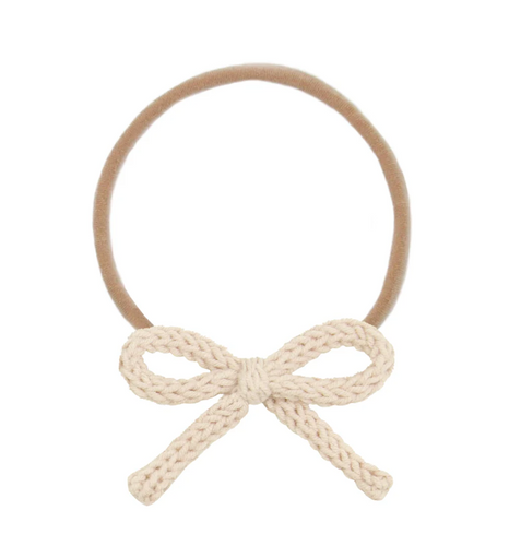 crochet bow headband - oat