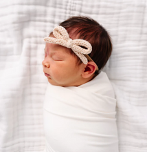 crochet bow headband - oat