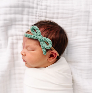 crochet bow headband - jade