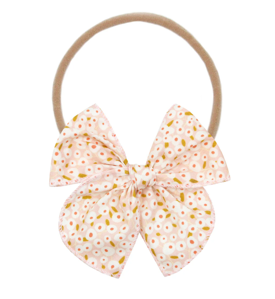 heirloom bow headband - blush floral
