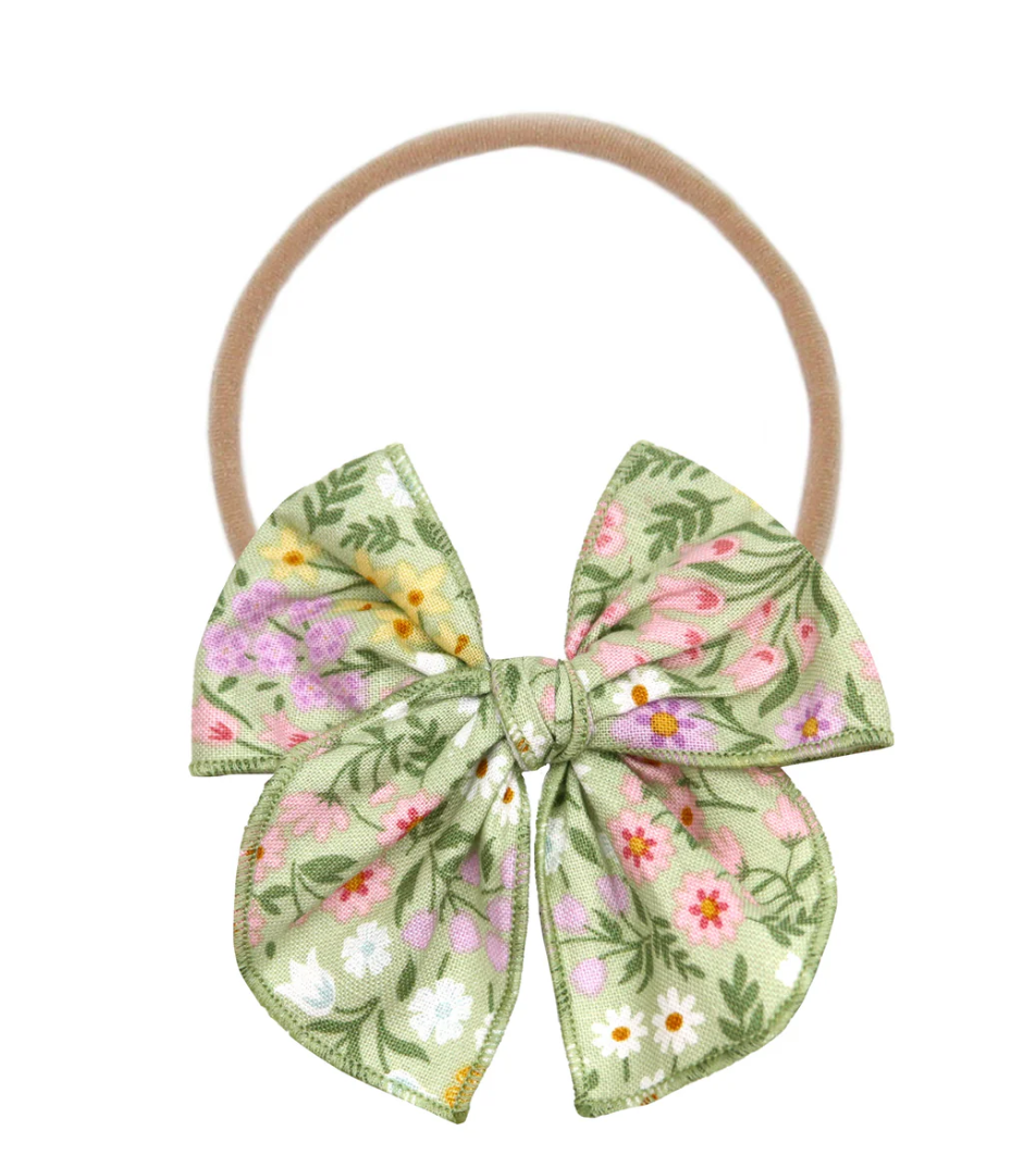heirloom bow headband - sage floral