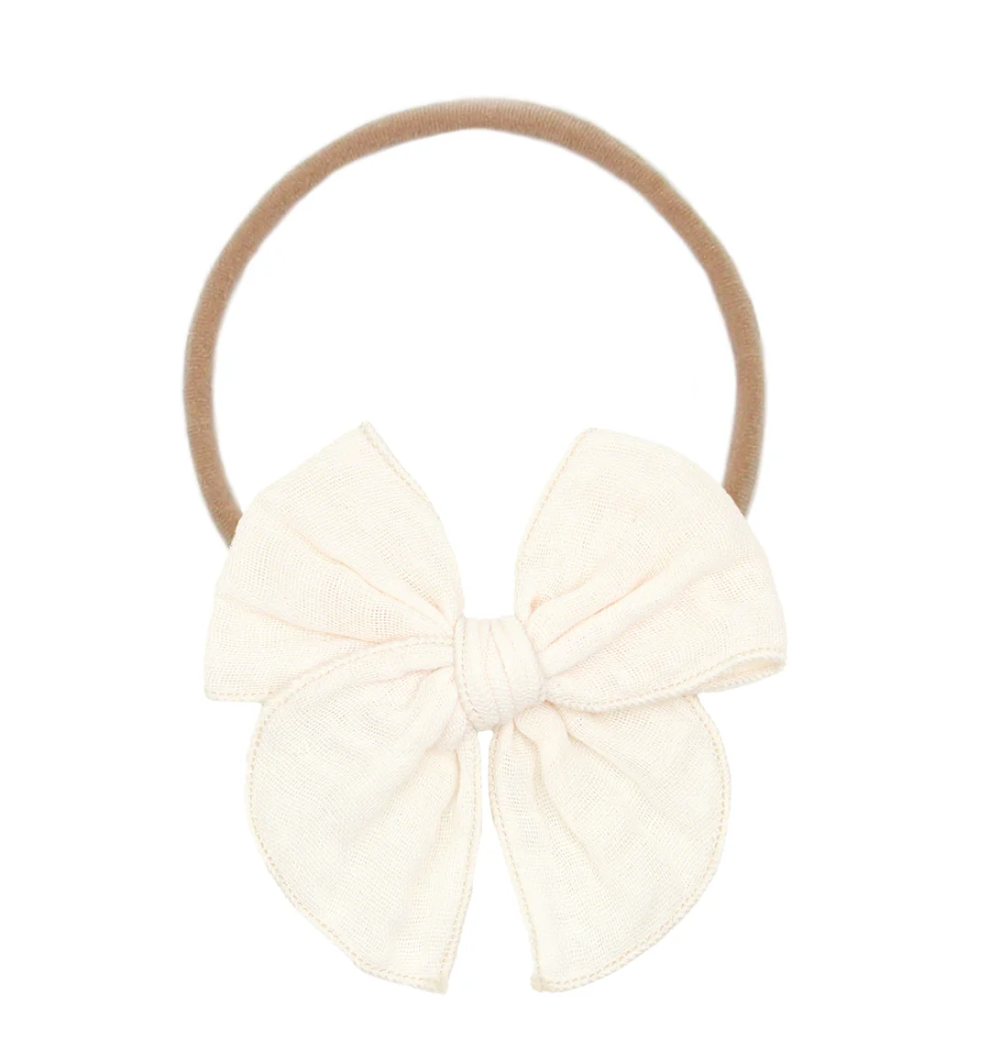 heirloom bow headband - cream