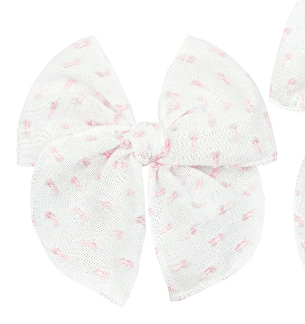 heirloom bow clip - pink swiss