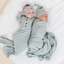 knotted gown in seafoam