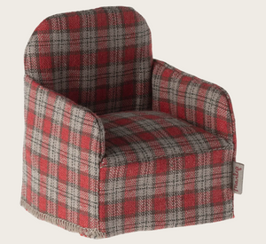 red checker chair
