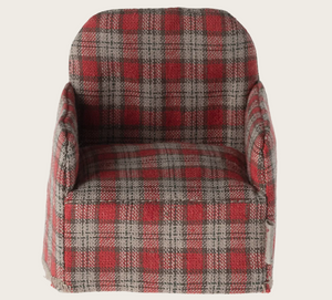 red checker chair