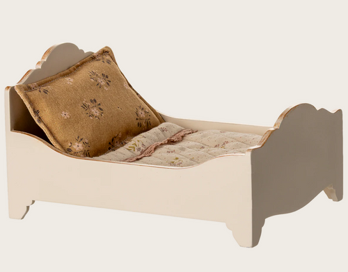 off white wood bed