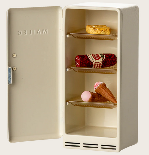 mouse off white metal fridge