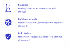 (FINAL SALE/NO SHIP) maxi foldable LED scooter: navy