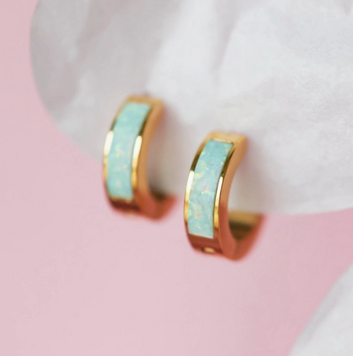 ocean blue opal huggies