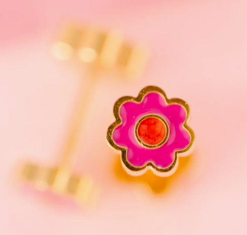 tiny pink flower earrings