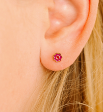 tiny pink flower earrings