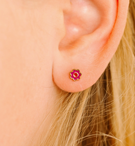 tiny pink flower earrings