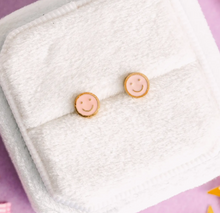 tiny pink smiley earrings