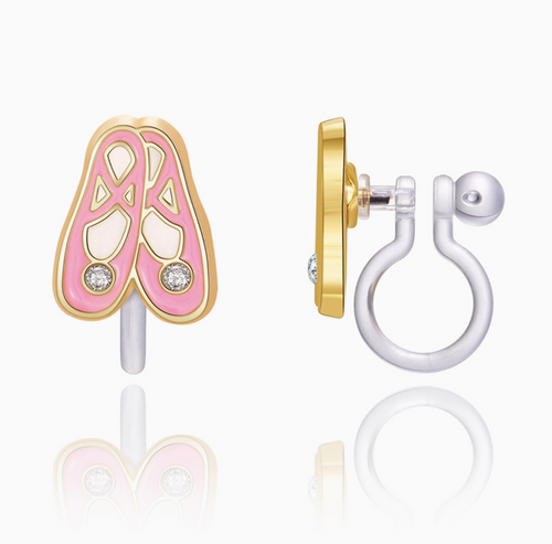clip on earrings: ballet slippers